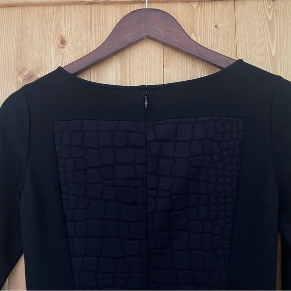 Lafayette 148 New York Black 3/4 Sleeve Crew Neck Black Knee Length Dress - Picture 7 of 14